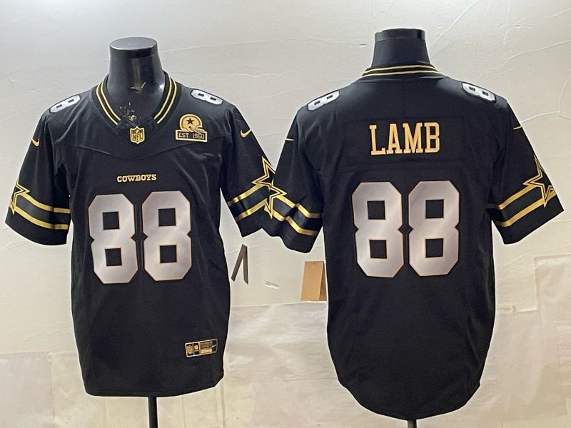 Men 2026 Dallas Cowboys #88 Lamb Black Gold 6th generations Nike Limited NFL Jersey style 06